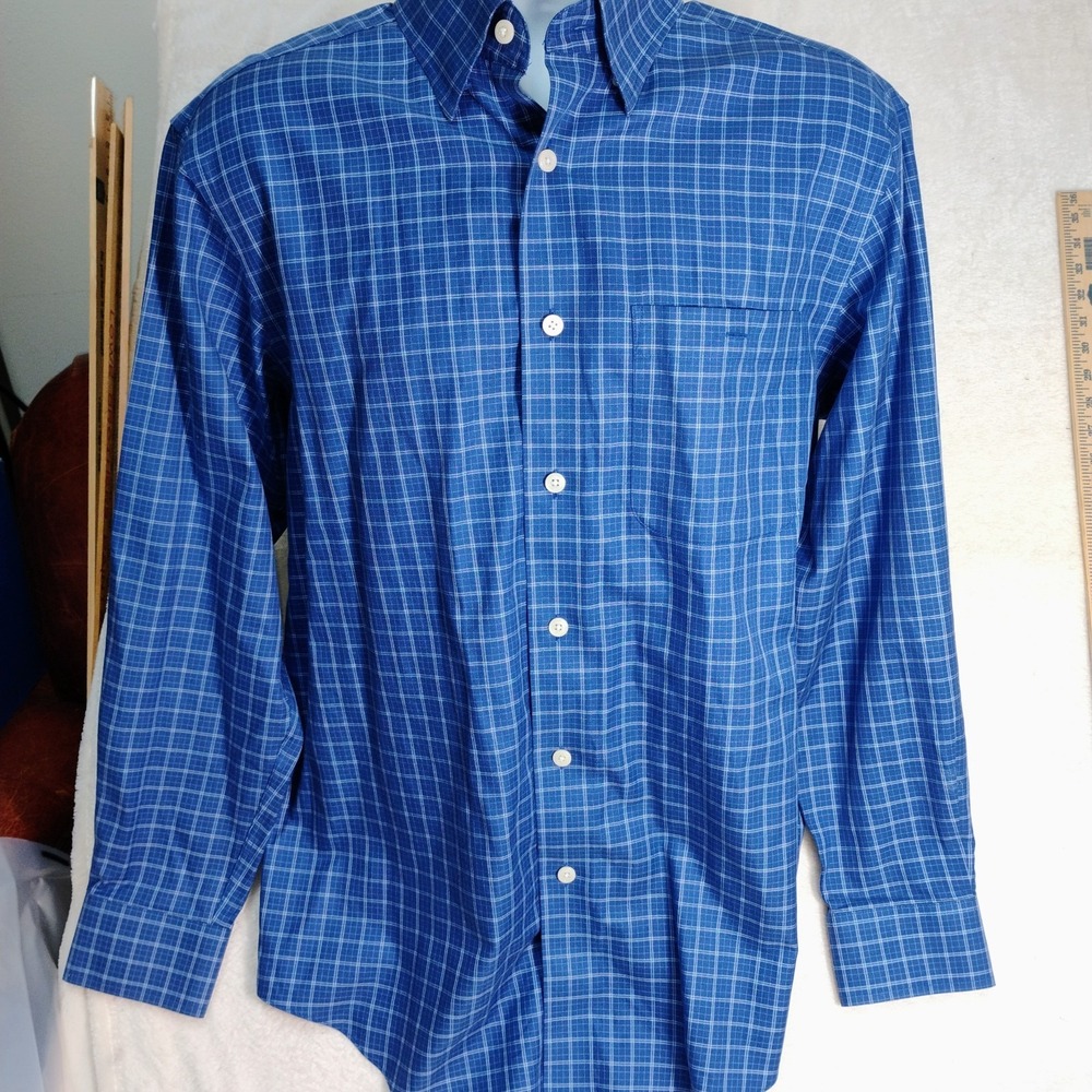 Orvis Comfort Zone Long-Sleeve Classic Fit Shirt Mens Size M Blue Performance